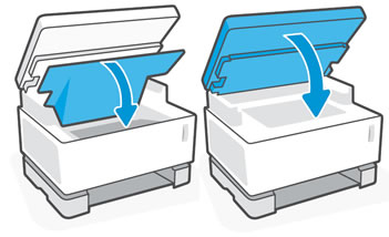 Closing the top cover and lowering the scanner